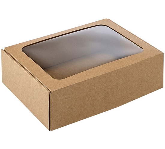 Изображение Dāvanu kaste ar lodziņu, 305 x 215x 80 mm (A4), brūna