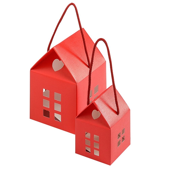 Изображение Dāvanu kastīte - māja, 80 x 80 x 80 mm, sarkana