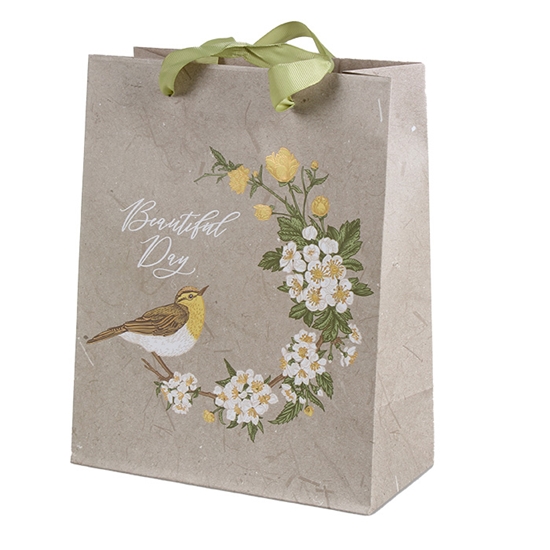 Изображение Dāvanu maisiņš M 20X25X10CM BIRD IN RING