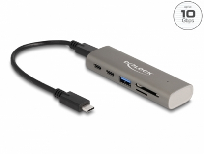 Attēls no Delock 3 Port USB 10 Gbps Hub including SD and Micro SD Card Reader with USB Type-C™ connector