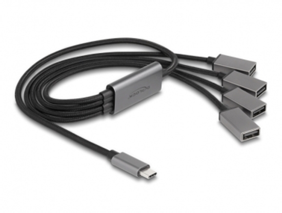 Picture of Delock 4 Port USB 2.0 Cable Hub with USB Type-C™ connector 60 cm