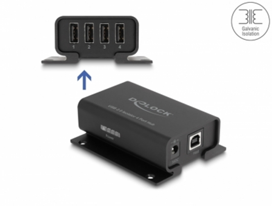 Изображение Delock 4 Port USB 2.0 Isolator Hub with 5 kV Isolation for data lines