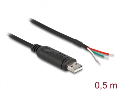 Attēls no Delock Adapter Cable USB 2.0 Type-A to Serial RS-485 with 3 x open wire ends 0.5 m
