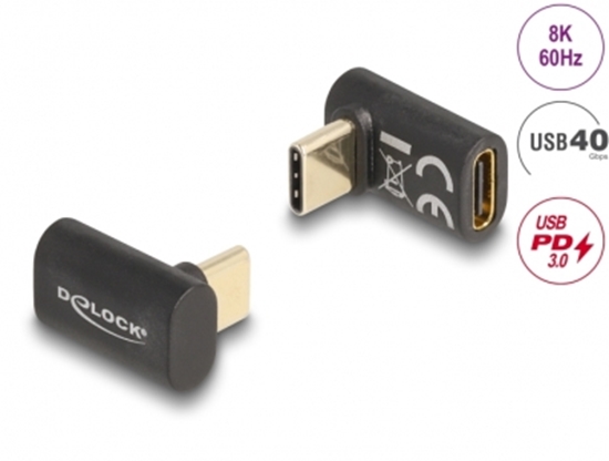 Picture of Delock Adapter USB 40 Gbps USB Type-C™ PD 3.0 100 W male to female angled 8K 60 Hz