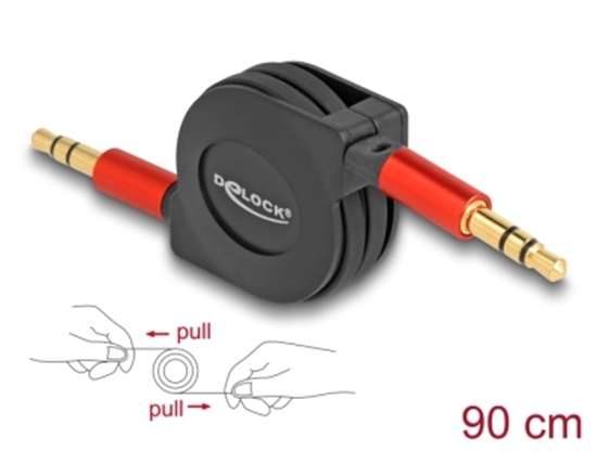 Picture of Delock Audio Retractable Cable 3.5 mm 3 Pin Stereo jack male to male 90 cm