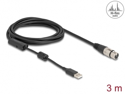Attēls no Delock High-Res Audio Converter Cable XLR 3 pin to USB Type-A analogue to digital 3 m