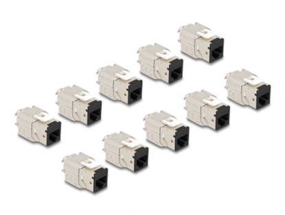 Picture of Delock Keystone Modul RJ45 jack to LSA Cat.6A toolfree black set 10 pieces
