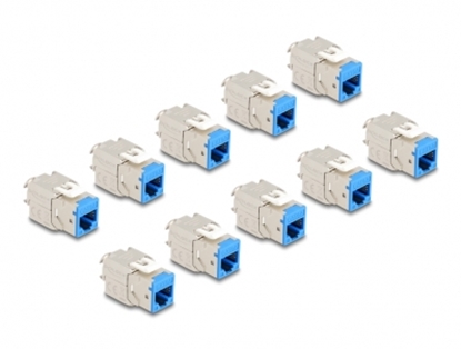 Picture of Delock Keystone Modul RJ45 jack to LSA Cat.6A toolfree blue set 10 pieces