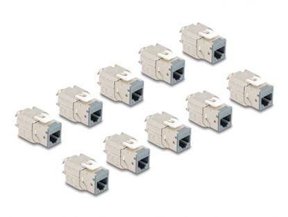 Picture of Delock Keystone Modul RJ45 jack to LSA Cat.6A toolfree grey set 10 pieces