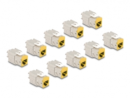 Picture of Delock Keystone Modul RJ45 jack to LSA Cat.6A toolfree yellow set 10 pieces