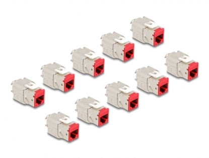 Picture of Delock Keystone Modul RJ45 jack to LSA Cat.6A toolfree red set 10 pieces