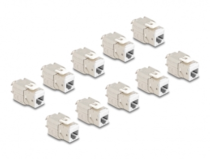 Picture of Delock Keystone Modul RJ45 jack to LSA Cat.6A toolfree white set 10 pieces
