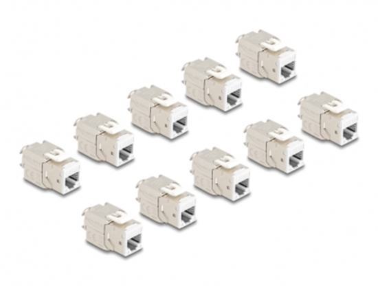 Picture of Delock Keystone Modul RJ45 jack to LSA Cat.6A toolfree white set 10 pieces