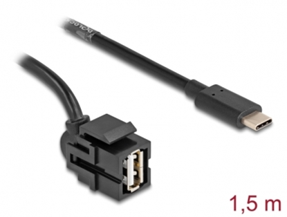 Attēls no Delock Keystone Module USB 2.0 A female to USB Type-C™ male 250° with cable 1.5 m