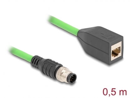 Изображение Delock M12 Cable A-coded 8 pin male to RJ45 female PUR (TPU) 0.5 m
