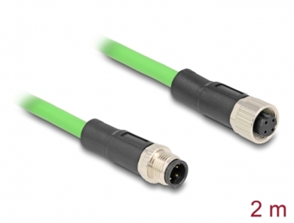 Picture of Delock M12 Cable D-coded 4 pin male to female PUR (TPU) 2 m