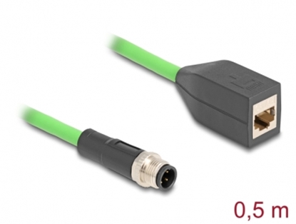 Изображение Delock M12 Cable D-coded 4 pin male to RJ45 female PUR (TPU) 0.5 m