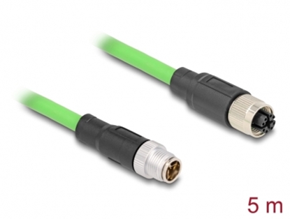 Изображение Delock M12 Cable X-coded 8 pin male to female PUR (TPU) 5 m