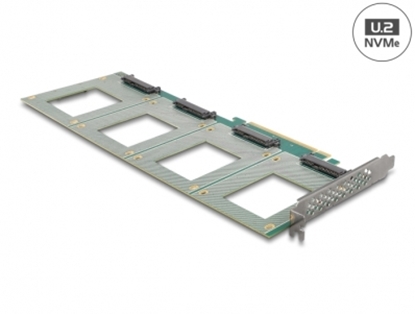 Изображение Delock PCI Express 4.0 x16 Card to 4 x internal U.2 NVMe SFF-8639 - Bifurcation (LxW: 288 x 122 mm)