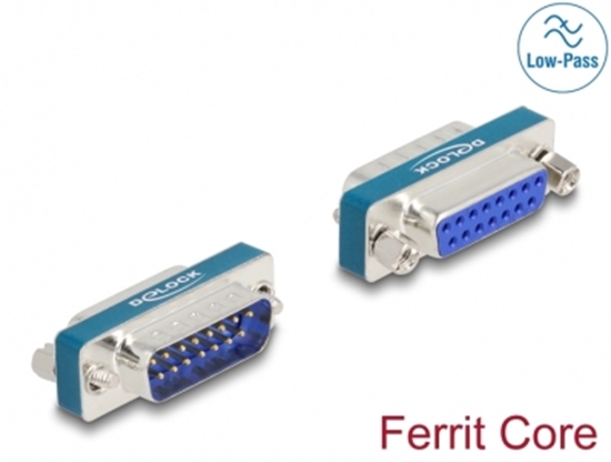 Изображение Delock RF/EMI Interference Suppression Filter D-Sub 15 pin male to female with low-pass inductive