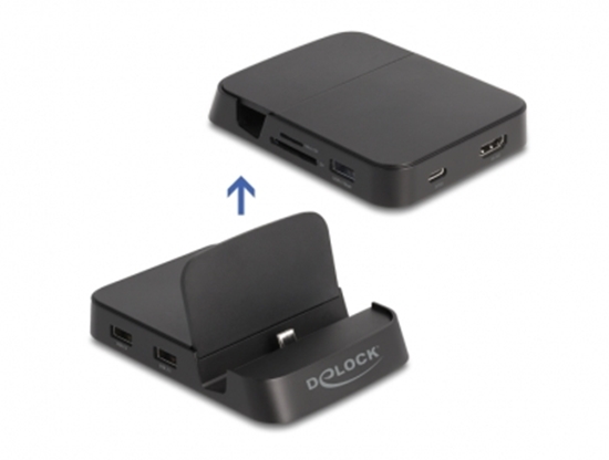 Picture of Delock Smartphone Docking Station 4K with integrated holder - HDMI / USB / Hub / SD / Micro SD for Android or Windows