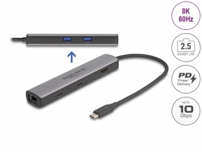 Attēls no Delock USB 40 Gbps USB Type-C™ Docking Station 8K - HDMI / USB 10 Gbps / 2.5 Gigabit LAN / PD 3.0 100 W