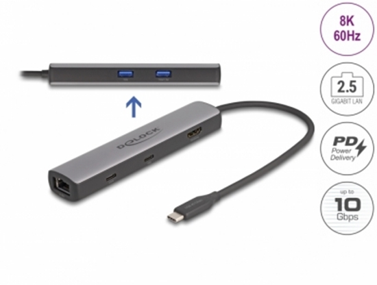 Изображение Delock USB 40 Gbps USB Type-C™ Docking Station 8K - HDMI / USB 10 Gbps / 2.5 Gigabit LAN / PD 3.0 100 W