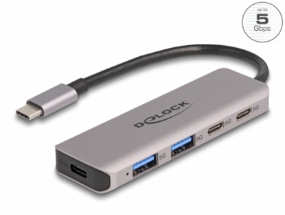 Изображение Delock USB 5 Gbps 2 Port USB Type-C™ and 2 Port Type-A Hub with USB Type-C™ connector