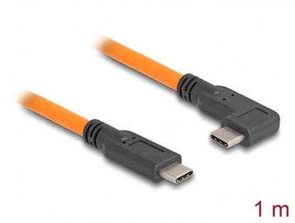 Attēls no Delock USB 5 Gbps Cable USB Type-C™ male to USB Type-C™ male 90° angled for tethered shooting 1 m orange