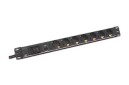 Изображение Digitus aluminum outlet strip with overload protection, 7 safety outlets, 2 m supply safety plug