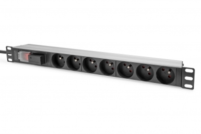 Picture of Digitus Socket strip with aluminum profile, surge protection and switch, 7-way CEE 7/5 sockets, 2 m cable