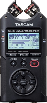 Attēls no Dyktafon Tascam Tascam DR-40X - Przenośny rejestrator cyfrowy z interfejsem USB, zapisujący 2 x stereo, 2 GB karta SD