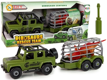 Attēls no Dinozaurų transportavimo sunkvežimis su dinozauru ir atsuktuvu