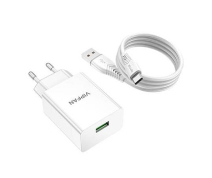 Изображение E03 Charger kit 18W QC + Cable USB-C white