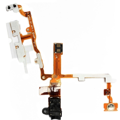 Attēls no Elastīgs kabelis preks iPhone 3G ar melnu austiņu savienotāju, barošanas pogu un skaļuma regulēšanas pogām