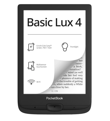 Picture of E-Reader|POCKETBOOK|Basic Lux 4|6"|1024x758|1xUSB-C|Micro SD|Wireless LAN|Black|PB618-P-WW