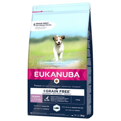 Изображение EUKANUBA Grain Free Puppy Small/Medium Breed Ocean Fish - dry dog food - 3 kg