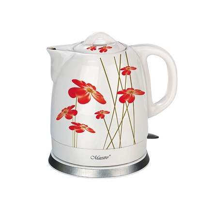 Attēls no Feel-Maestro MR-066-RED FLOWERS electric kettle 1.5 L 1200 W Red, White