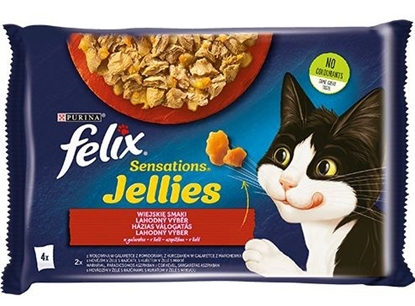 Attēls no Felix Sensations - beef with tomato and chicken with carrot in jelly - Wet food for cats - 4 x 85g