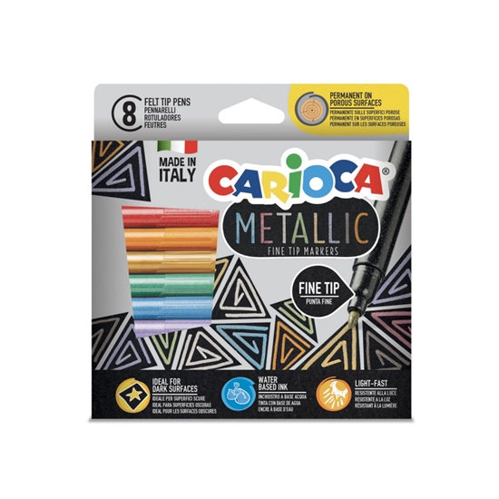 Picture of Flomasteri CARIOCA Metallic FineMarker Box 8 gab