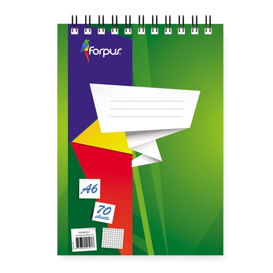 Picture of Bloknots ar spirāli FORPUS rūtiņu, A6 formāts 70 lapas