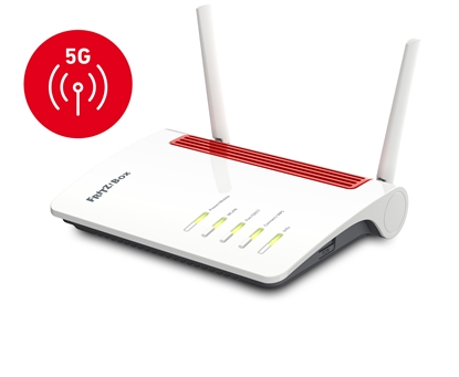 Изображение FRITZ!Box 6850 5G wireless router Gigabit Ethernet Dual-band (2.4 GHz / 5 GHz) Black, Red, White