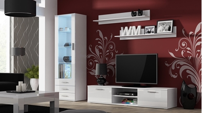 Attēls no Furniture set SOHO 1 (RTV180 cabinet + S1 cabinet + shelves) White/White Gloss