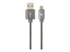Изображение Gembird USB Male - Micro USB Male Premium spiral metal 1m Metallic Grey