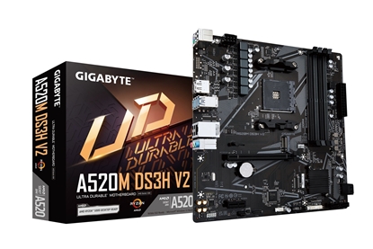 Picture of Gigabyte A520M DS3H V2 Motherboard - Supports AMD Ryzen 5000 Series AM4 CPUs, up to 4733MHz DDR4 (OC), PCIe 3.0 x16, GbE LAN, USB 3.2 Gen 1
