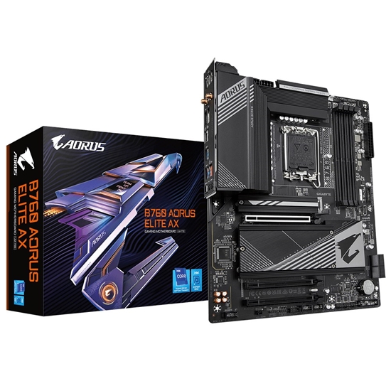 Picture of Gigabyte B760 AORUS ELITE AX Motherboard - Supports Intel Core 14th Gen CPUs, 12+1+1 Phases VRM, up to 7800MHz DDR5 (OC), 1xPCIe 4.0 + 2xPCIe 3.0 M.2, Wi-Fi 6E, 2.5GbE LAN, USB 3.2 Gen 2