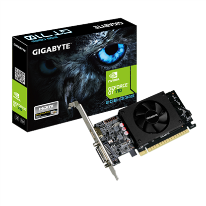 Picture of Gigabyte | Low Profile | NVIDIA | 2 GB | GeForce GT 710 | GDDR5 | Cooling type Active | HDMI ports quantity 1 | PCI Express 2.0 | Memory clock speed 5010 MHz | Processor frequency 954 MHz