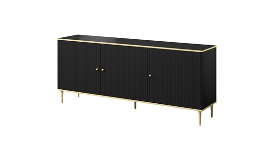Picture of GLAMOUR chest 180x40x75.5 cm black matt + gold