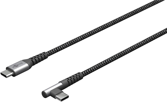Picture of Goobay 64659 USB-C to USB-C Textile Cable with Metal Plugs (Space Grey/Silver), 1 m