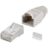 Изображение Goobay 68746  RJ45 plug, CAT 5e STP shielded with strain-relief boot, grey | Goobay | for round cable with Threader   cable lead in 6.4 mm single packed (1 set per polybag)  Technical specifications  Connections  Connection, type  RJ45 male (8P8C)   Conne